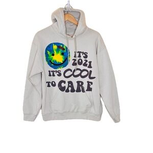 Lonely Ghost Smiley Face Hoodie Sweatshirt Unisex Size M Its Cool to Care Y2K